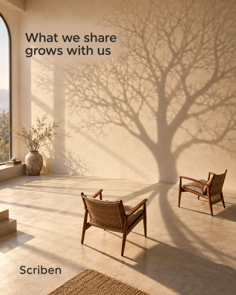 What we share grows with us. Two chairs in a room of tree shadow.
