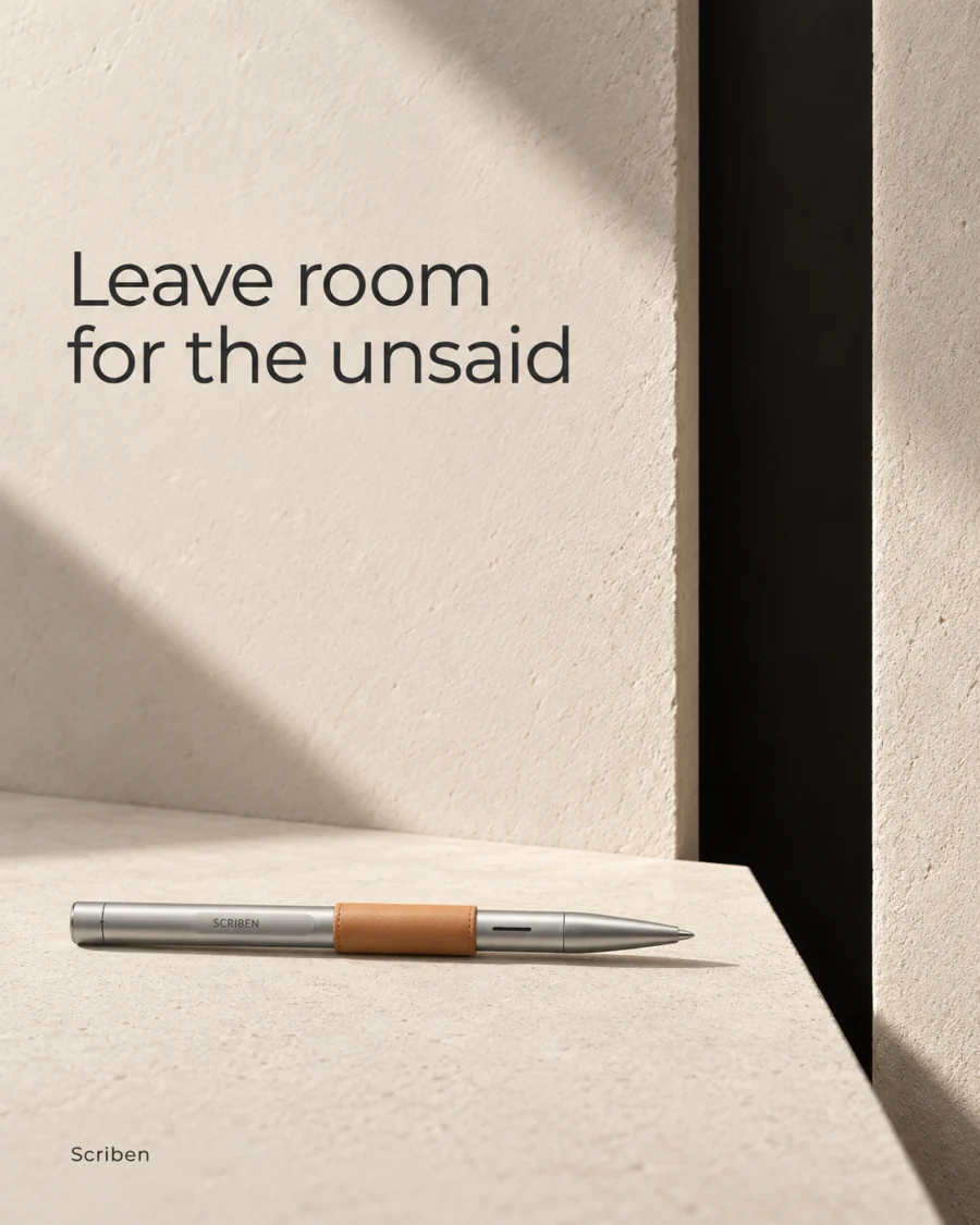 Leave room for the unsaid. A pen on a sunlit ledge.